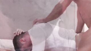 Cock hungry Beau Butler ganged up by hunk Colby and friend