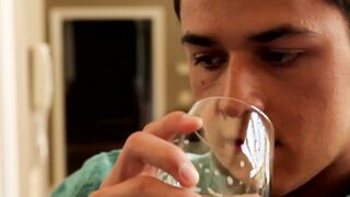 Connor fucks Drake on the counter top while Josh is sucking