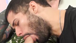 Latino twink fucked by inked daddy before cumming loads
