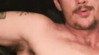 Rough looking amateur makes his thick dick spray cum