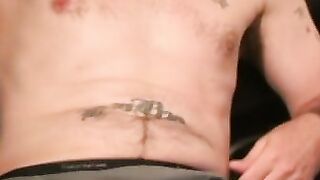 Rough looking amateur makes his thick dick spray cum