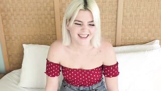 This tiny 4 foot 9 85lb teen sucks and fuck POV style