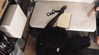 Twink suspect sucks on big black cock and gets fucked raw