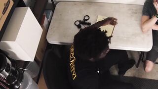 Twink suspect sucks on big black cock and gets fucked raw
