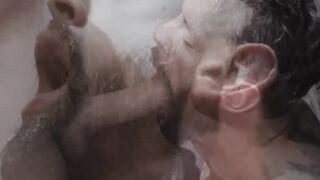Tatted hunk Drew Sebastian throatfucks Bearded Alpha Wolfe