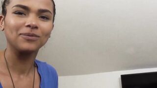 Pretty ebony babe Alina Ali rides huge cock cowgirl style