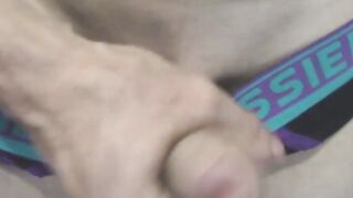Twink uses kinky flashlight while jerking off his thick cock