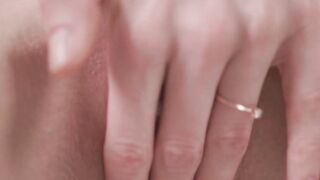Naughty blonde beauty Jane F solo pussy playing and strip