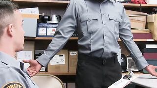Ebony security punished by hung superior with bareback