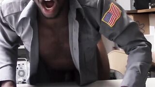 Ebony security punished by hung superior with bareback