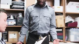 Ebony security punished by hung superior with bareback