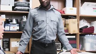Ebony security punished by hung superior with bareback