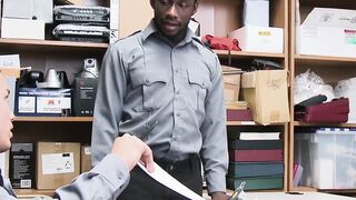 Ebony security punished by hung superior with bareback