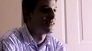 Horny amateur dude jerks his fat dick and receives a head