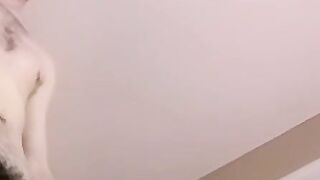 Horny amateur dude jerks his fat dick and receives a head
