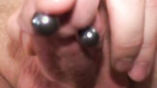 Dick pierced amateur works on cumming really hard