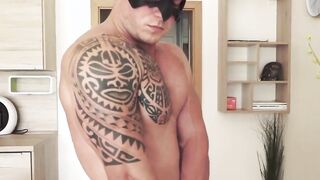 Masked gay stud devotes this jerkoff to a job well done