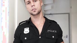 Beefy policeman Angelo Godshack masturbating on patrol