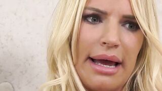 Blonde Whore Rachael Cavalli Cuckolds Her Weak Hubby With 2 BBCs