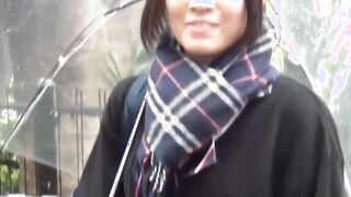 Cute Japanese girl picked up on the street and shows panties