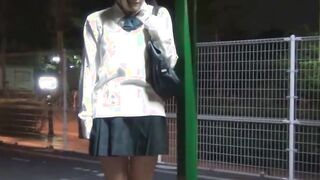 Cute Japanese girl picked up on the street and shows panties