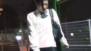 Cute Japanese girl picked up on the street and shows panties