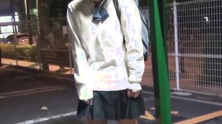 Cute Japanese girl picked up on the street and shows panties