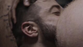 Bearded hunk Bennett Anthony gangbanged by Chris and squad