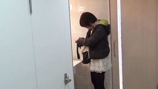 Japanese babe filmed pissing with voyeur cam