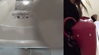 Japanese babe filmed pissing with voyeur cam