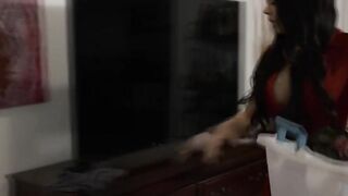 Slut TS maid fucks her boss while stuck on washing