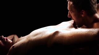 Lustful wet girl adores touching her face with hard cock