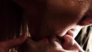 Lustful wet girl adores touching her face with hard cock