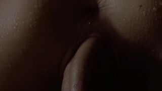 Lustful wet girl adores touching her face with hard cock