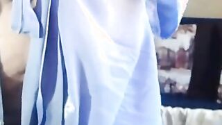 Blonde Chick sucks and fucks dildo