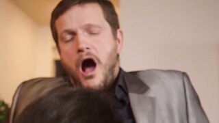 Elegant busty babe in stockings rides massive cock in office