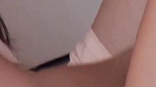 Young Japanese teen playing with huge dildo in secret