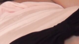 Young Japanese teen playing with huge dildo in secret