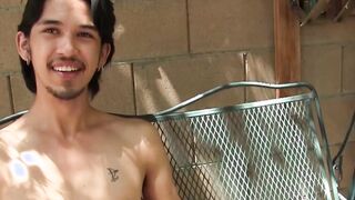 Exotic stud Rave tugging huge cock after interview