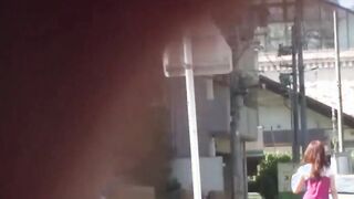Japanese babe taped peeing in public by voyeur