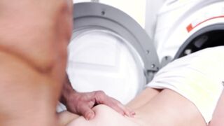 Twink gets stuck in a washing machine and gets an ass fuck