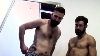 Tattooed bearded amateur anal fucked by lover after rimming