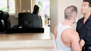 Sexy Joey bends Luke up against a pillar and pounds him hard