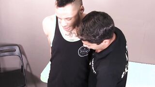 Jock caught stealing sucks dick and ends up barebacked