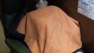 Japanese schoolgirl accidentally pees sleeping in a library