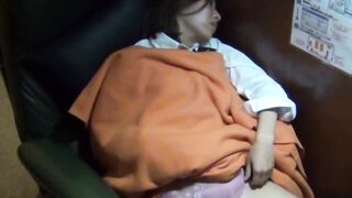 Japanese schoolgirl accidentally pees sleeping in a library