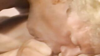 Handsome blond retro guys swap head before banging hard