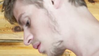 Ballsacking jock stroking his big cock with fleshlight alone