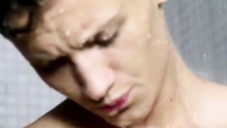 Tight ass twink Matthew Cole jacking his big stiff cock