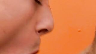 Adorable young man engages with self pleasure cumming hard